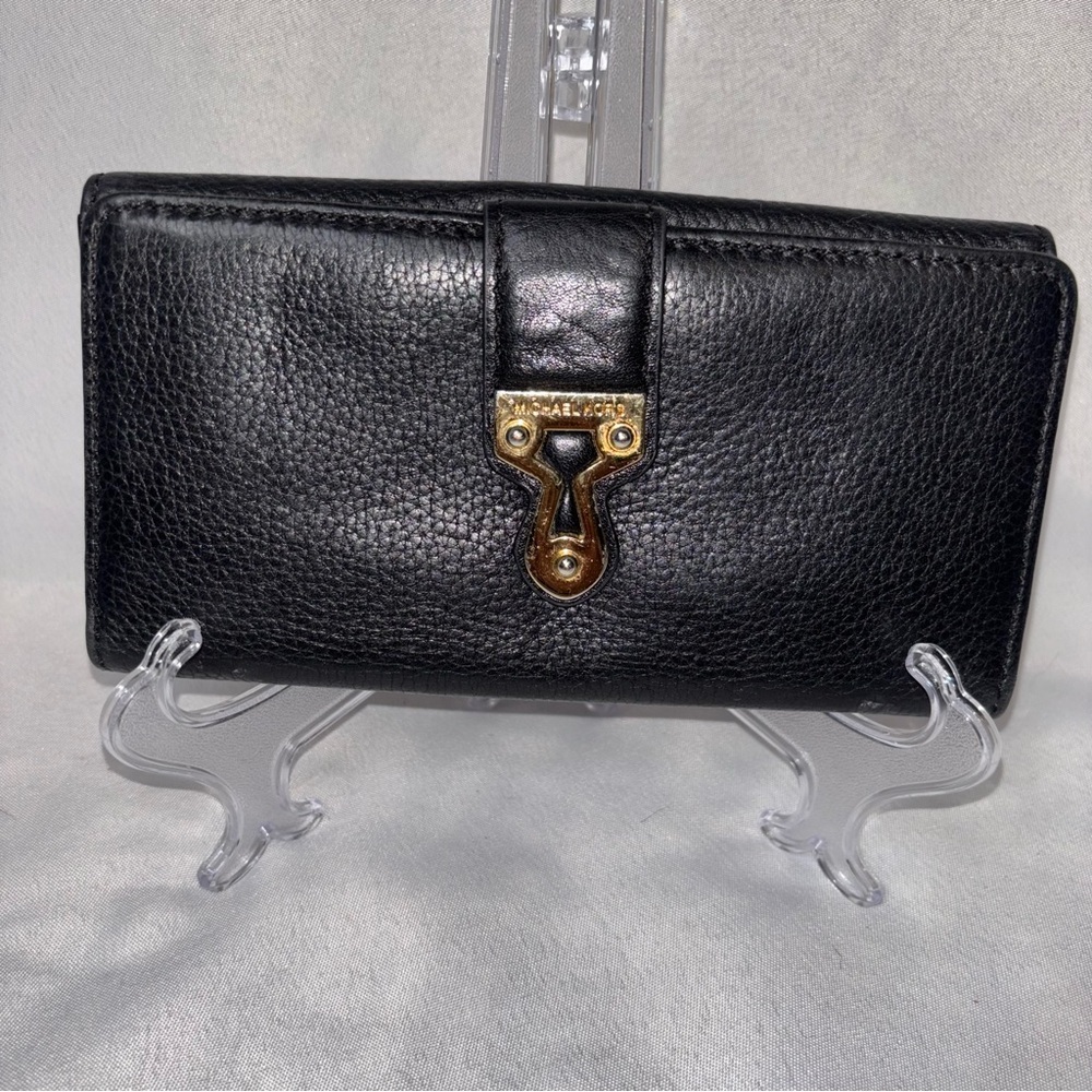 Vintage Michael Kors Collection Women’s Black Pebbled Leather Bi-Fold Wallet